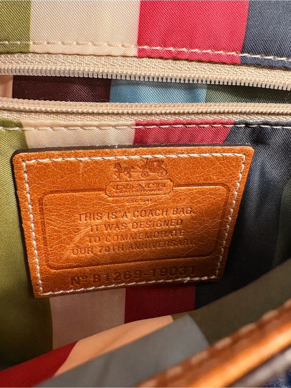 Coach 70th Anniversary Limited Edition Willis Navy and Tan - Shoulder Bag - Picture 9 of 14